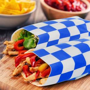 Custom Eco-Friendly Biodegradable Checkered <b>Greaseproof</b> Burger Wrapper <b>Paper</b> Silicone Single-Sided Sandwich Bread Snack High - Product Image 5