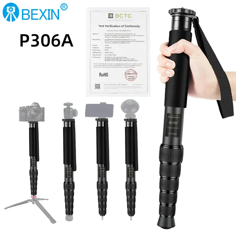 BEXIN alüminyum alaşım geri çekilebilir çok fonksiyonlu Monopod ayarlanabilir Tripod Monopod taşınabilir kamera Monopod