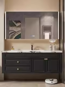Slate integrated basin bathroom cabinet combination simple <b>light</b> luxury French bathroom cabinet combination - Product Image 4