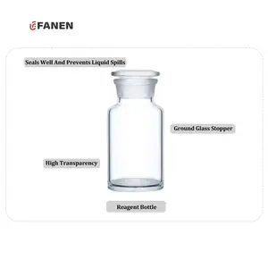 Frasco de vidro Fanen cápsula de reagente químico de boca larga vazio de alta qualidade transparente