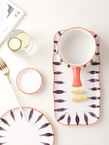 Assiettes <span class=keywords><strong>de</strong></span> luxe en porcelaine, 24 pièces, service <span class=keywords><strong>de</strong></span> table personnalisé, violet brossé, nouveau, service en os - Product Image 4