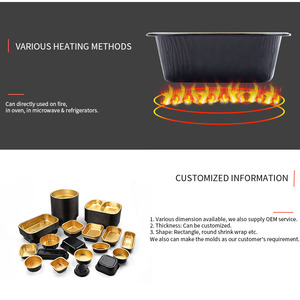 160ml lò vi sóng nhôm lá Bát vàng đen dùng một lần takeway lá <span class=keywords><strong>container</strong></span> cho súp nhà hàng đóng gói thực phẩm - Product Image 6