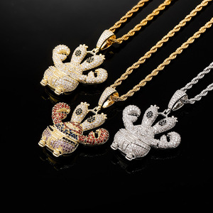 Bijoux pour enfants Hiphop Zircon Cartoon Sponge <span class=keywords><strong>Baby</strong></span> Character <span class=keywords><strong>Necklace</strong></span> - Product Image 3