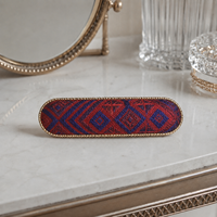 Barrette unique d'inspiration ethnique pour femme, en tissu tissé traditionnel, dorée, accessoire capillaire tendance