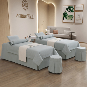 Housse de <span class=keywords><strong>lit</strong></span> de beauté quatre pièces haut de gamme, luxe léger, pour salon de beauté, thérapie de la tête, thérapie de massage - Product Image 3