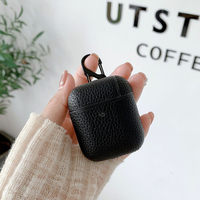 De luxe De Protection Personnalisé Logo Litchi Pebble Designer crochet PU Végétalien Faux écouteurs En Cuir Cas couvrir pour Airpods pro 1 2 3 cas