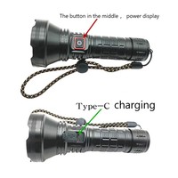 Lampe torche LED laser blanche portable BT90, haute puissance, télescopique, en aluminium, rechargeable, 50 W, pour le camping et la recherche