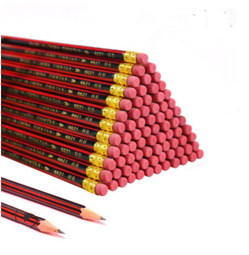 HB pencil classic red painting sketch wooden pencil with eraser head for office supplies