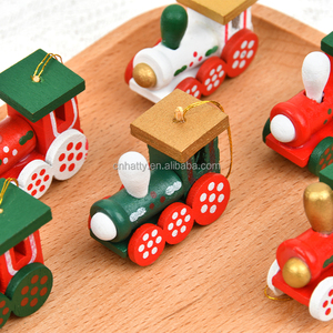 Handmade Wooden Small <b>Train</b> Pendant Christmas <b>Tree</b> Decoration and Children's Birthday Gift Box - Product Image 1