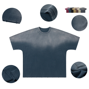 Vintage Washed Sun Faded 270GSM T Shirt Men's Oversized Short Sleeve Casual Streetwear Custom Logo Tshirt Digital Print T-shirt - Product Image 2