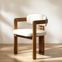 Chaise de salle à manger en bois massif, fauteuil d'appoint moderne avec coussin rembourré et accoudoirs courbes pour salle à manger et salon