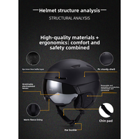 Casque de snowboard léger 2-en-1 avec visière intégrée, ventilation à 12 trous, ajustement 360°, PC+EPS, protection de sécurité pour le ski d'hiver pour adultes