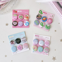 Lot de 6 badges miniatures en fer blanc à motif dessin animé, broches pour sac Ita, accessoires de décoration kawaii pour journal, épingles mignonnes pour filles, cadeau