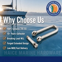 Manille à vis en acier inoxydable 316 marine FORGÉE LONGUE DEE 8 mm (5/16 pouce) pour gréement de bateau, yacht, accessoires de bateau