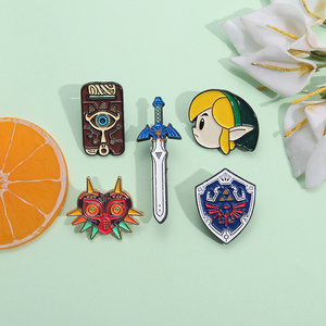 4 Broches Metálicos de Alta Calidad con Diseño de Dibujos Animados de la Leyenda de Zelda: Link y Hyrule, para Decoración de Mochilas y Ropa - Product Image 1