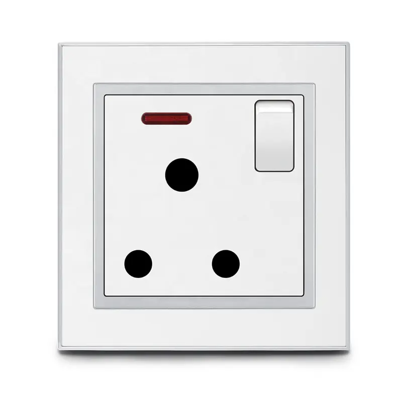 British Wall Socket 15a 250v Single Pole Switched 3 Round Pin Socket Outlets- White Wall Sockets