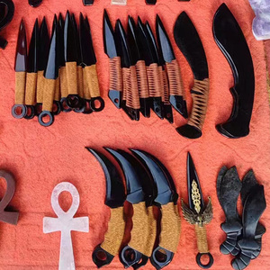 Wholesales Natural Obsidian Battle <strong>Stiletto</strong> Hand Carved Obsidian Sword Hand Hammering <strong>Knife</strong> for Crystal Crafts Gift