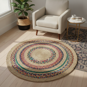 Alfombra Moderna Ecológica 100% Yute Sólido con Diseño Repetido en D, Hecha a Máquina, Antideslizante, de Pelo Medio, Lavable y Resistente a las Manchas para Decoración del Hogar - Product Image 3