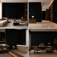 Panneau mural intérieur SPC avec surface en marbre à faible brillance, traitement anti-feu, traitement UV, revêtement résistant à l'usure pour salle de bain
