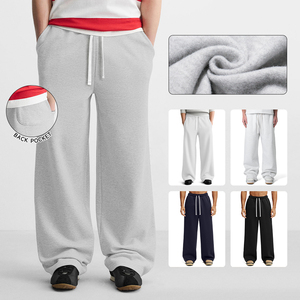 <strong>Men's</strong> Essentials Big &amp; Tall Heavyweight <strong>Fleece</strong> Lined Straight High Waist Cotton Blend Baggy Wide Leg Track <strong>Pants</strong> with Pockets - Product Image 1