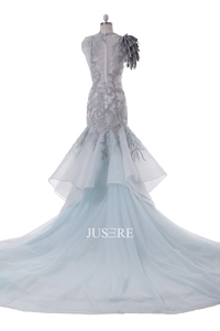 Jusere Fashion Dress bellissimo pizzo Appliques sirena tromba abito da sera Baby <span class=keywords><strong>Blue</strong></span> abito da festa - Product Image 4