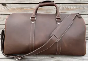 حقيبة رجالية مخصصة من جلد البولي يوريثان للرحلات نهاية الأسبوعية وحقيبة نسائية للأعمال والسفر والبقاء ليلًا