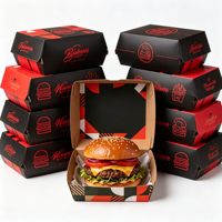 ODM Benutzerdefiniertes Logo Robuste Faltbare Umweltfreundliche Einweg-Burger-Box Vierfarbdruck Kraftpapier Takeaway-Box Großhandel