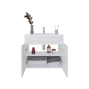Chaux <b>Floating</b> Wide Double Door Vanity With Resin Sink Bathroom Storage White - Product Image 5