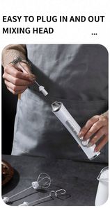 Rechargeable <b>Milk</b> Frother Handheld for Coffee,3 Speeds Frother Wand,Coffee Frother With 2 Heads - Product Image 3