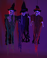 Lot de 3 Décorations Suspendues d'Halloween : Sorcière, Squelette, Fantôme Horreur pour Fêtes et Maisons Hantées