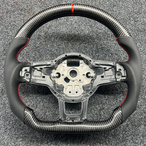 Volante <span class=keywords><strong>de</strong></span> fibra <span class=keywords><strong>de</strong></span> carbono <span class=keywords><strong>de</strong></span> medio cuero estilo deportivo para VW Volkswagen Golf 5 6 7 R MK5 <span class=keywords><strong>MK6</strong></span> MK7 MK7.5 Gti Polo Passat CC B8 B6 - Product Image 6