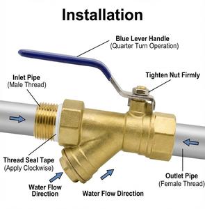 שסתום כדורי פליז בהתאמה אישית של YOD, 1/4 אינץ' עד 1/2 אינץ', עם מפעיל סולנואיד, פתח מלא, לבקרת מים, גז, שמן, אוויר ונוזלים - Product Image 6