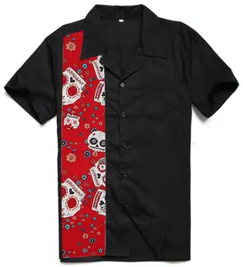 Halloween Black Men Shirts Dia De Los Muertos Schädel Blumen druck Button Up Mid-Century Inspired Men Shirts ST110 Chemise Homme