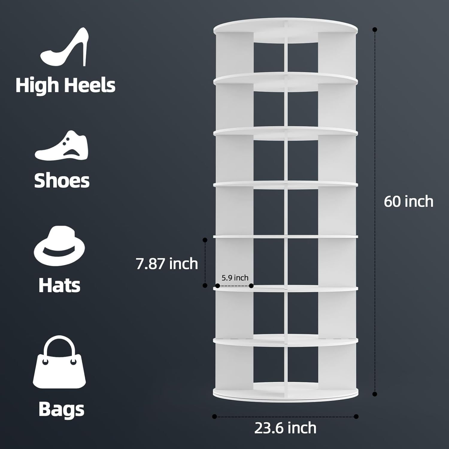 Rotating shoe rack with seven tiers [Type C]