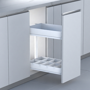XH-03-004-680 Modern Kitchen Base Cabinet Storage Accessories White Powder 2 Layers Wide Pull Multi-Function <b>Basket</b> for Bottle X - Product Image 1