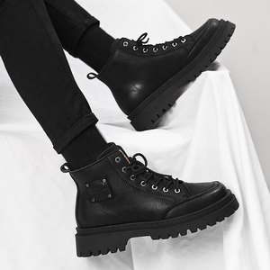 Nouvelles bottes pour hommes en cuir véritable imperméables mi-hautes, style sport rétro britannique, pour la randonnée et le travail en extérieur - Product Image 4