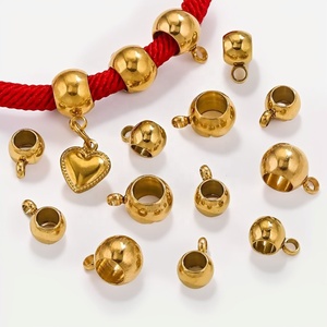 DIY Pendant Bail <b>Beads</b> | 18K PVD Gold Plated Stainless Steel Large Hole <b>Beads</b> with Hanging Loop Connector for <b>Bracelet</b> <b>Making</b> - Product Image 1