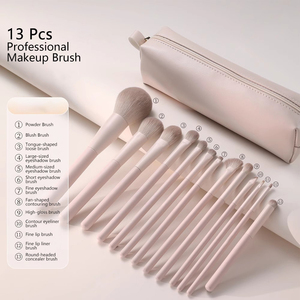 13 pezzi Set di pennelli sintetici per il trucco dei capelli di lusso rosa personalizzato Private Label di alta qualità spazzola per il trucco con la borsa per il viso degli occhi - Product Image 3