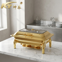 Chauffe-Plats de Luxe Rond Doré 9L pour Hôtels, Plats de Présentation en Acier Inoxydable pour Buffets et Traiteurs