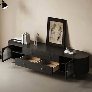 עיצוב מודרני טלוויזיה לעמוד ארון ראווה תצוגה הטוב ביותר בשימוש טלוויזיה לעמוד שחור - Product Image 4