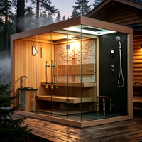 Sauna extérieur avec douche, chauffage au bois, sauna traditionnel à vapeur humide pour la maison, sauna sec intérieur, salle de vapeur humide
