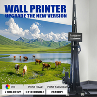 Máquina impresora de pared UV de cabezales de impresión duales 3D de 7 colores para baldosas de ladrillo de cemento, paredes de tela de papel de Metal de madera