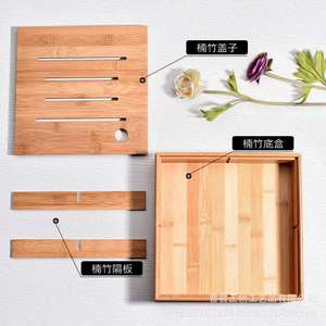 Bamboo <b>Snack</b> <b>Tray</b> With Compartments Lidded Storage Box For Food Serving Multifunctional Shandong Origin - Product Image 3