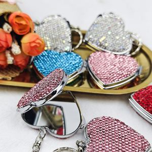 Wholesale Heart Key Chain Pocket Diamond Heart Two-sided <b>Small</b> Makeup <b>Mirror</b> - Product Image 5