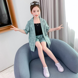 Conjunto de Ropa Infantil al Estilo Inglés al por Mayor, Pantalones Ajustados de Algodón y Chaqueta para Niñas - Product Image 2