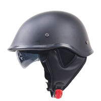 Casque de moto demi-visage noir mat, Chopper Cruiser Biker scooter casque avec lunettes de soleil DOT