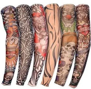 <span class=keywords><strong>Manchon</strong></span> de bras de compression pour le cyclisme, rafraîchissant, anti-UV, avec effet tatouage par sublimation, pour hommes, logo personnalisé, unisexe pour adultes - Product Image 1