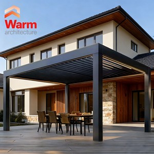 Chòi nghỉ ngoài trời bằng nhôm có mái cứng tự động, khung sơn tĩnh điện, kèm đèn tròn - Product Image 1