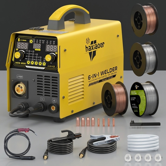 HAXIAOER MIG200 220V MIG Welder 200A Gasless Flux Core, Factory Direct Price, Energy Saving IGBT Inverter, Value for Money