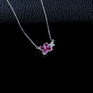 S925 Silver Fashion Daily‑wear Lab Created <b>Ruby</b> <b>Necklace</b> - Product Image 3